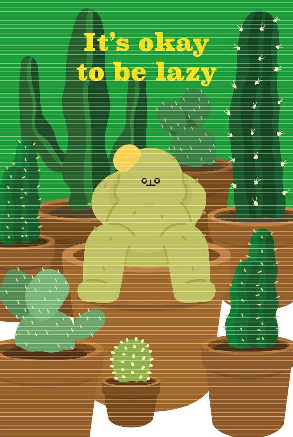 Paper postcard 100×100 mm / It's okay to be lazy / green