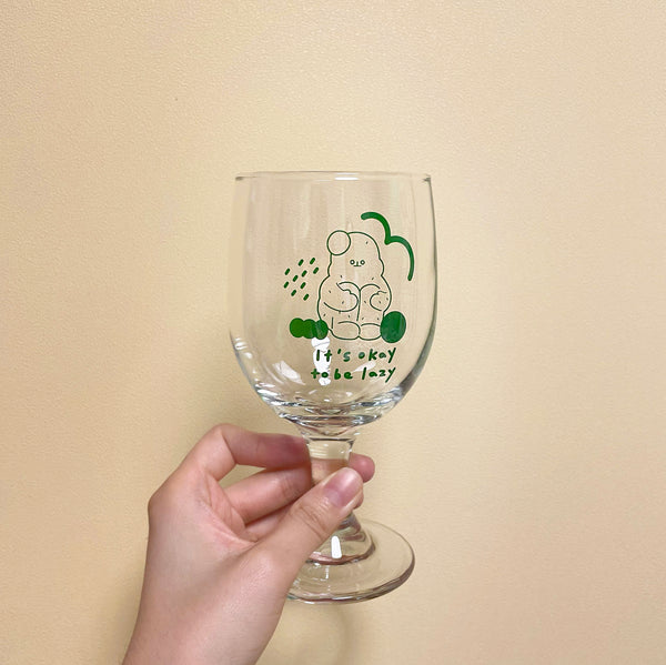 Lazycactus deep green wine glass