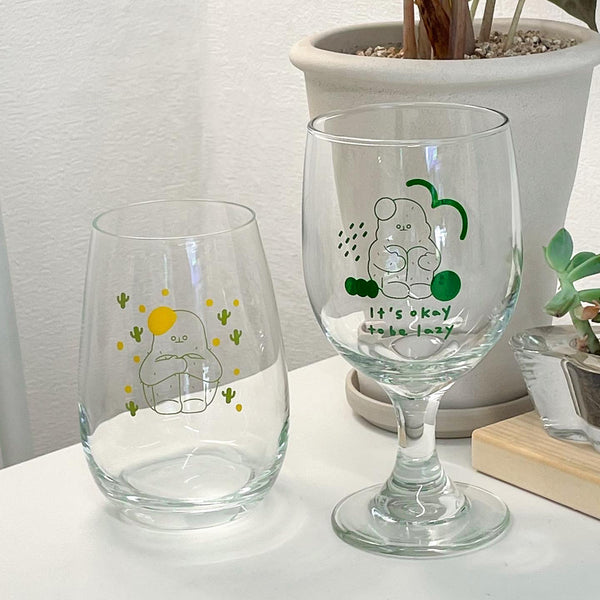 Lazycactus deep green wine glass