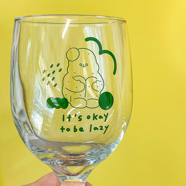 Lazycactus deep green wine glass